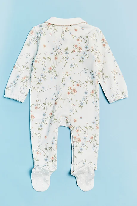 أر أند بي Printed Footed Sleepsuit with Collar and Long Sleeves