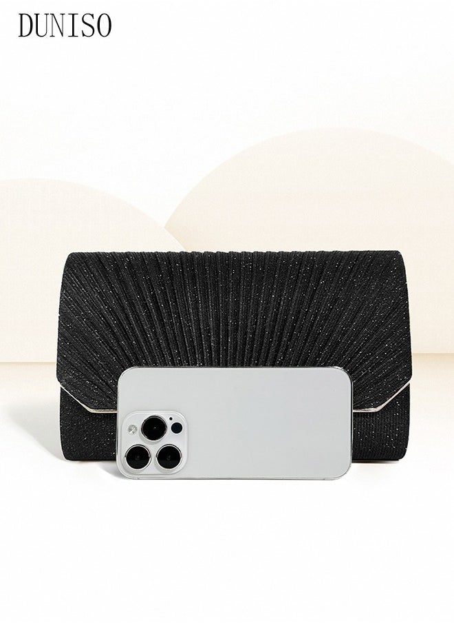 DUNISO - Women Shiny Glitter Evening Clutch Bag Envelope Handbag Chain Purse Bag Crossbody Bag for Wedding Formal Cocktail Party - Image 1