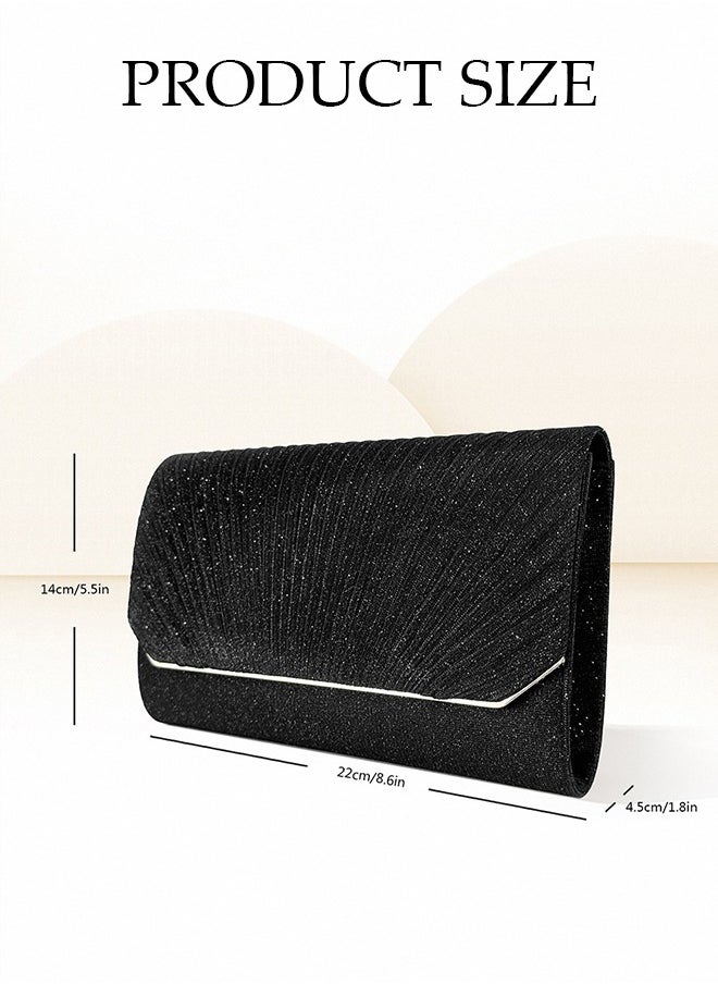 DUNISO - Women Shiny Glitter Evening Clutch Bag Envelope Handbag Chain Purse Bag Crossbody Bag for Wedding Formal Cocktail Party - Image 1