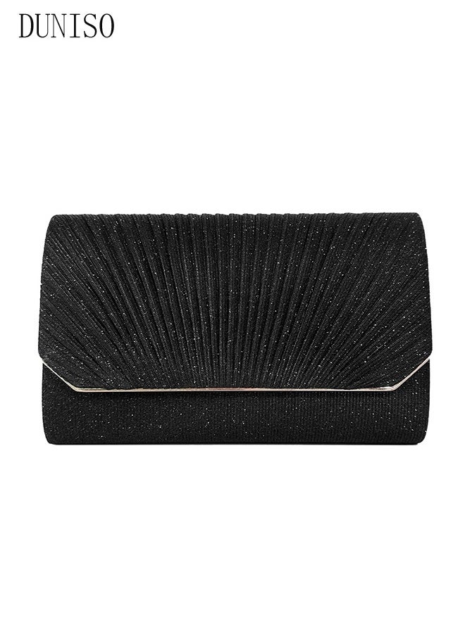 DUNISO - Women Shiny Glitter Evening Clutch Bag Envelope Handbag Chain Purse Bag Crossbody Bag for Wedding Formal Cocktail Party - Image 1