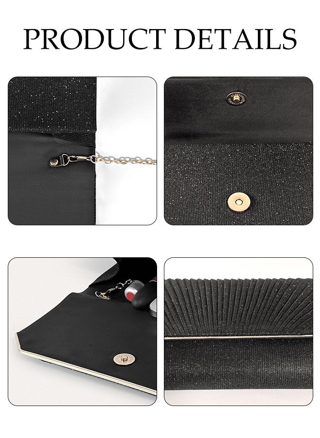 DUNISO - Women Shiny Glitter Evening Clutch Bag Envelope Handbag Chain Purse Bag Crossbody Bag for Wedding Formal Cocktail Party - Image 1