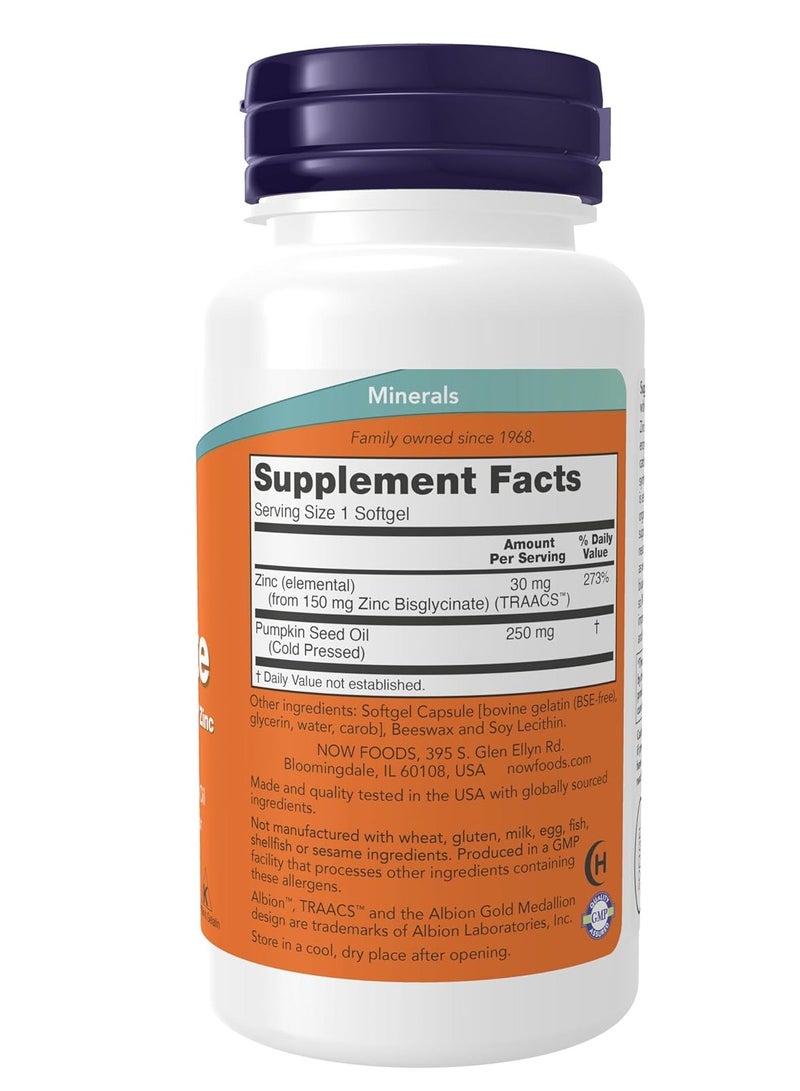 NOW Zinc Glycinate Food Supplements - 120 Softgels - Image 2