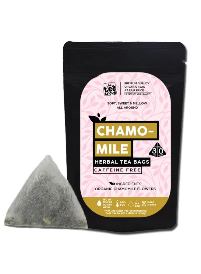 the tea trove Chamomile herbal Tea Bags -30 Pyramid - Image 1