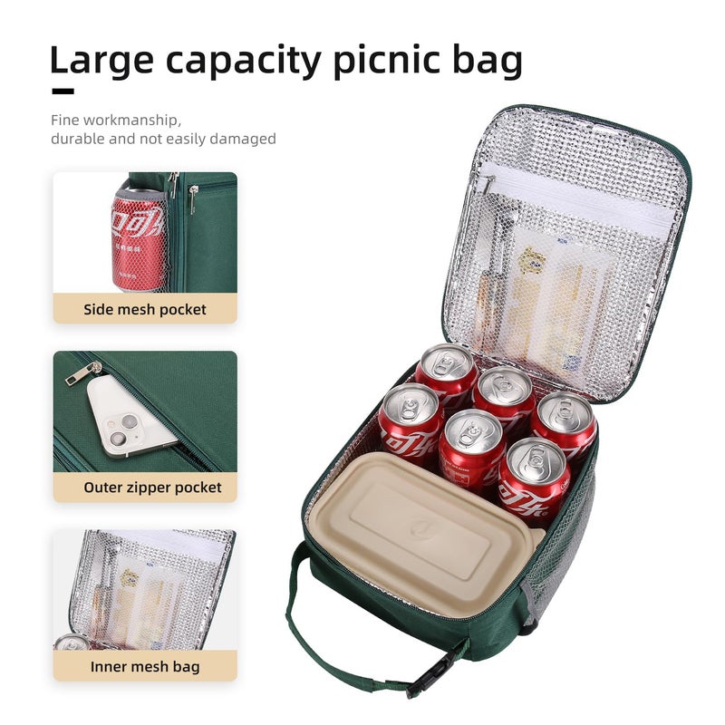 Lovoeo Lunch box Lunch bag for men women Insulated Lunchbox Lunch bags for Work Picnic Travel(Deep green) - Image 4