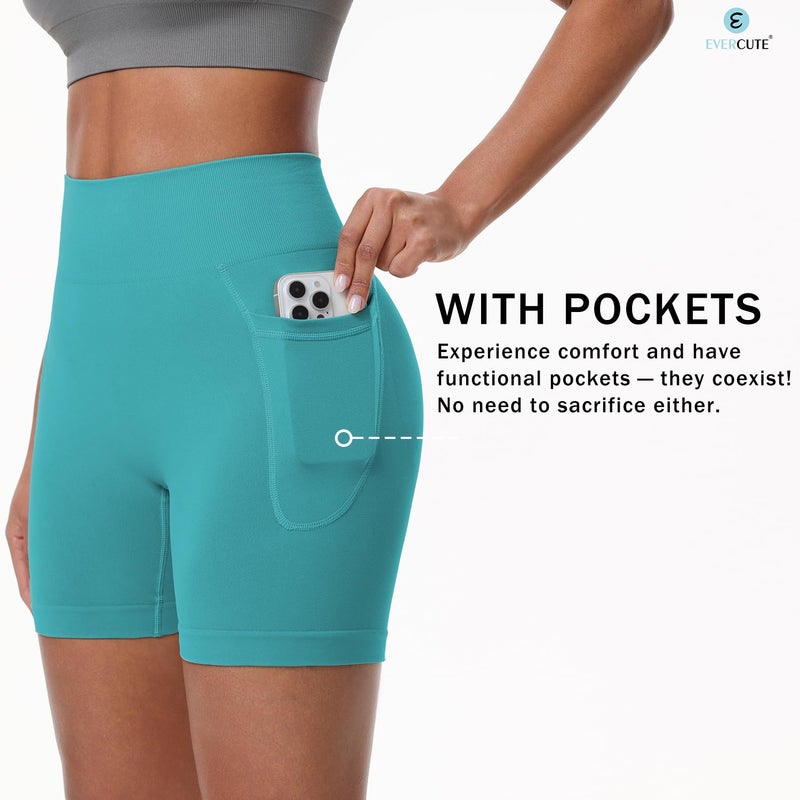 Evercute Women's Gym Shorts 3/4 Pack Seamless Scrunch Butt Lifting Workout Shorts Tummy Control Ruched Booty Smile Yoga Short - Image 3