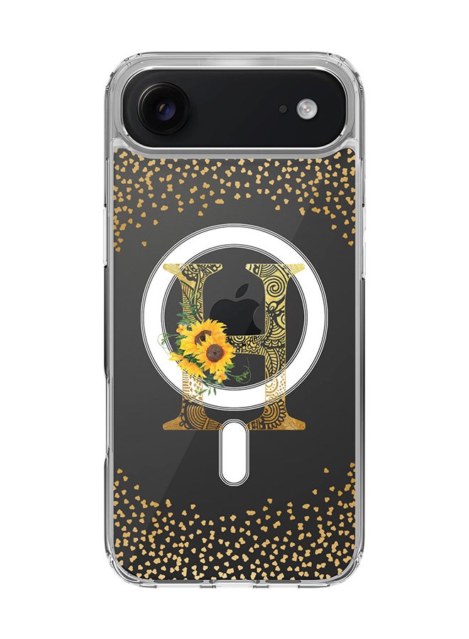 Stylizedd Classic Clear MagSafe Case for iPhone 17 Air , Hybrid Soft Case Flexible Edges Anti Drop TPU PC Gel Thin Transparent Cover [ Designed for iPhone 17 Air ] - Custom Monogram Initial Letter Floral Pattern Alphabet - H  (Clear )