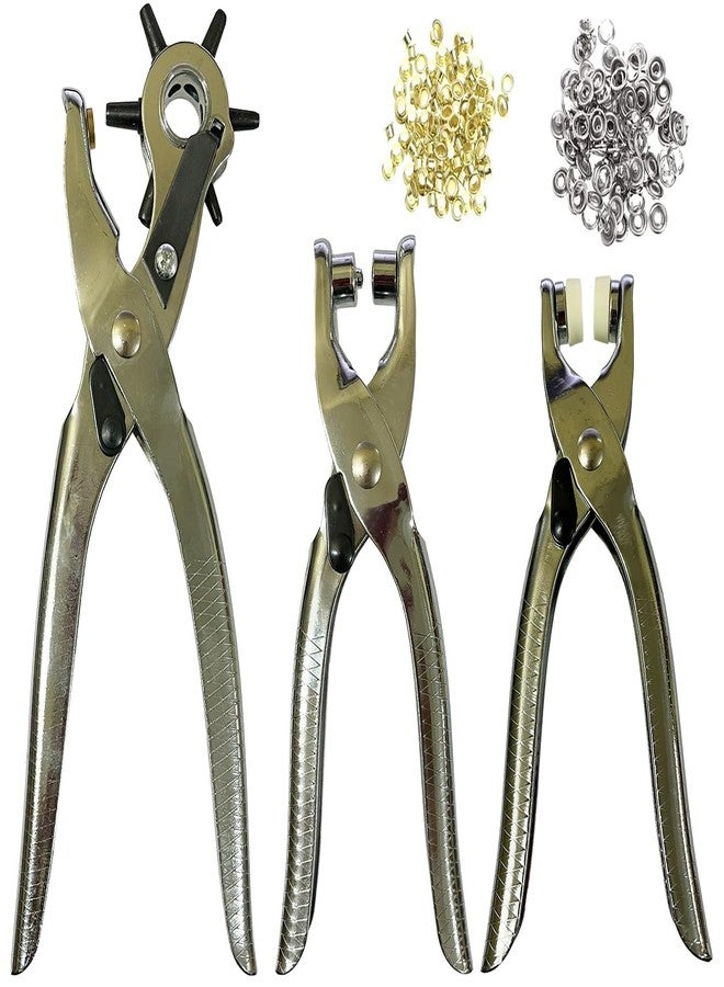 Inditrust 3 in 1 Belt Hole Punch Plier Kit - Leather Hole Punch Tool with Eyelet & Snap Button Setting Pliers - Heavy Duty Hand Tool for Belts, Watch Bands, Leather Craft, Fabric, Paper & DIY - Image 1