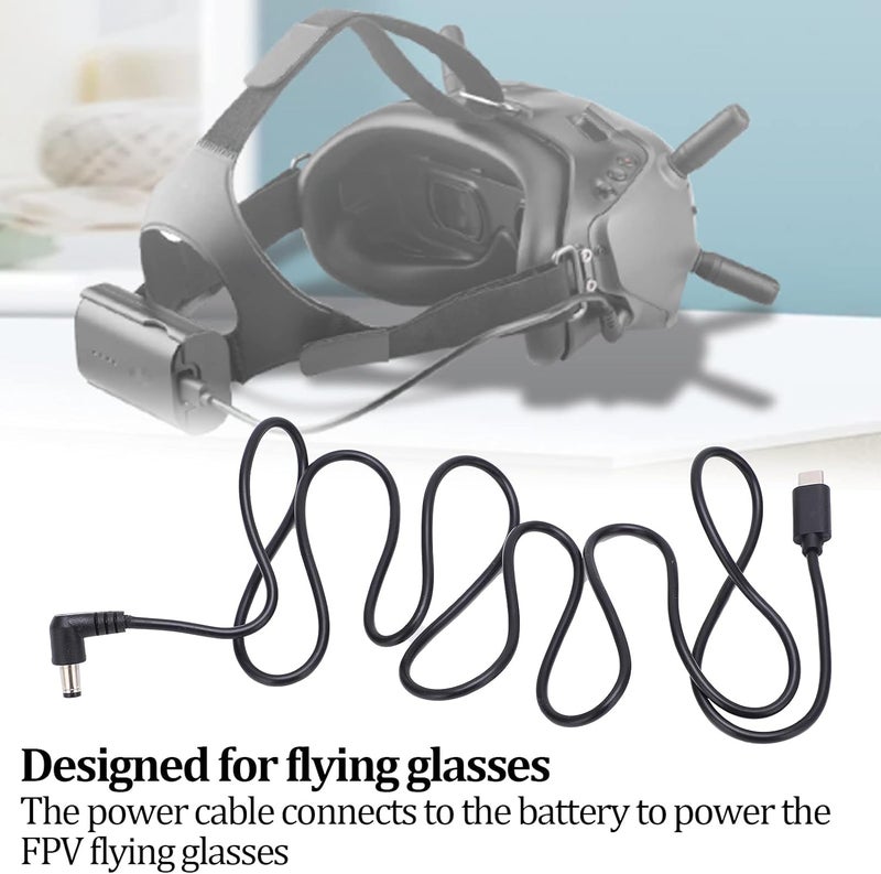 LIZEALUCKY USB C Cable Glasses Power Cord, Short Length Power Cord for FPV Flight Goggles V2 Goggles Power Supply Cord (Long Type) - Image 2