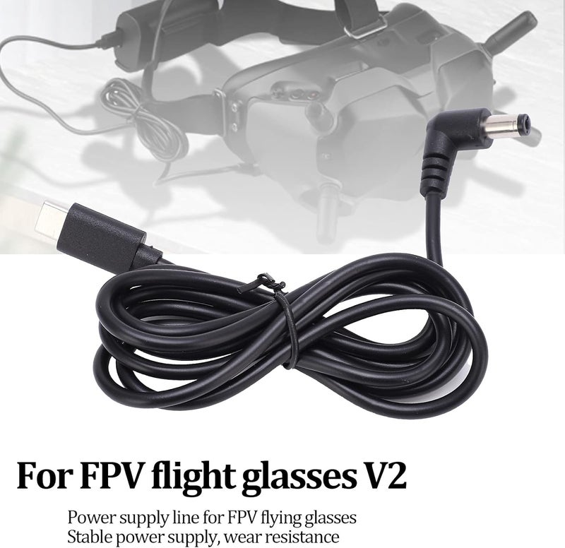 LIZEALUCKY USB C Cable Glasses Power Cord, Short Length Power Cord for FPV Flight Goggles V2 Goggles Power Supply Cord (Long Type) - Image 4