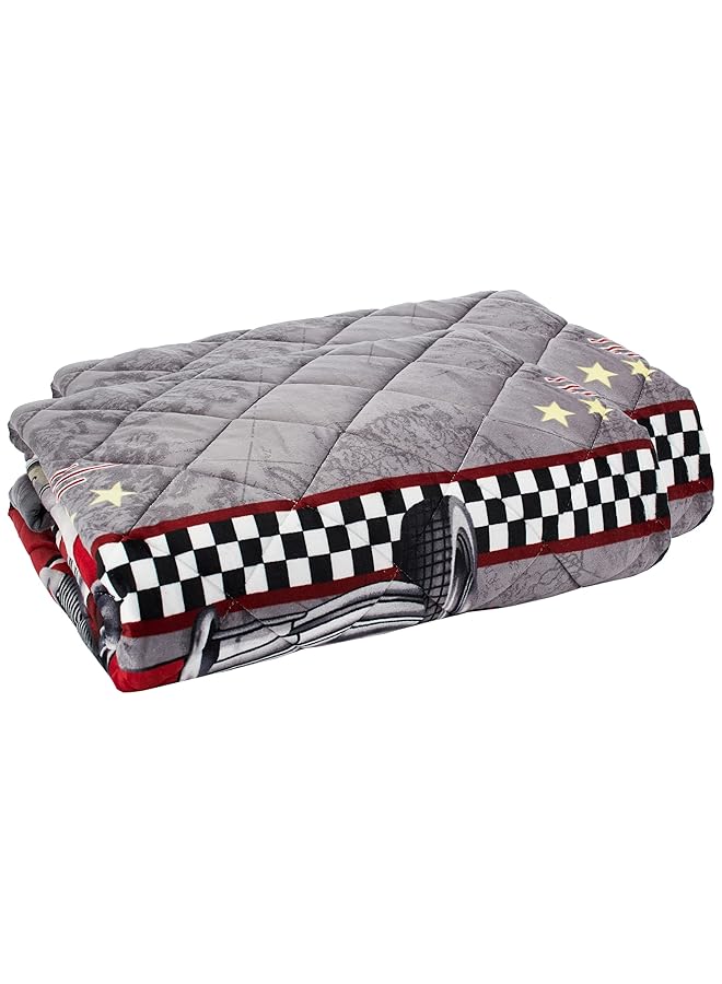 erorex Moon Pack Of 2 Kids All Season Reversible Soft Velvet Flannel Comforter Set 3 Pcs Single Size 150 X 200 Cm Boys Or Girls Bedding Set Double Sided Geometric Stitch With Vintage Car Print Multicolor - Image 1