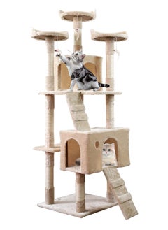 URbazaar Cat Tree Tower，Cat Condo with Sisal Scratching Post,Activity Centre Cat Climbing Tree with Cat House，Sisal Posts, Ladder, and Rest Place for Indoor Cat（170×50×50cm）  - Image 2