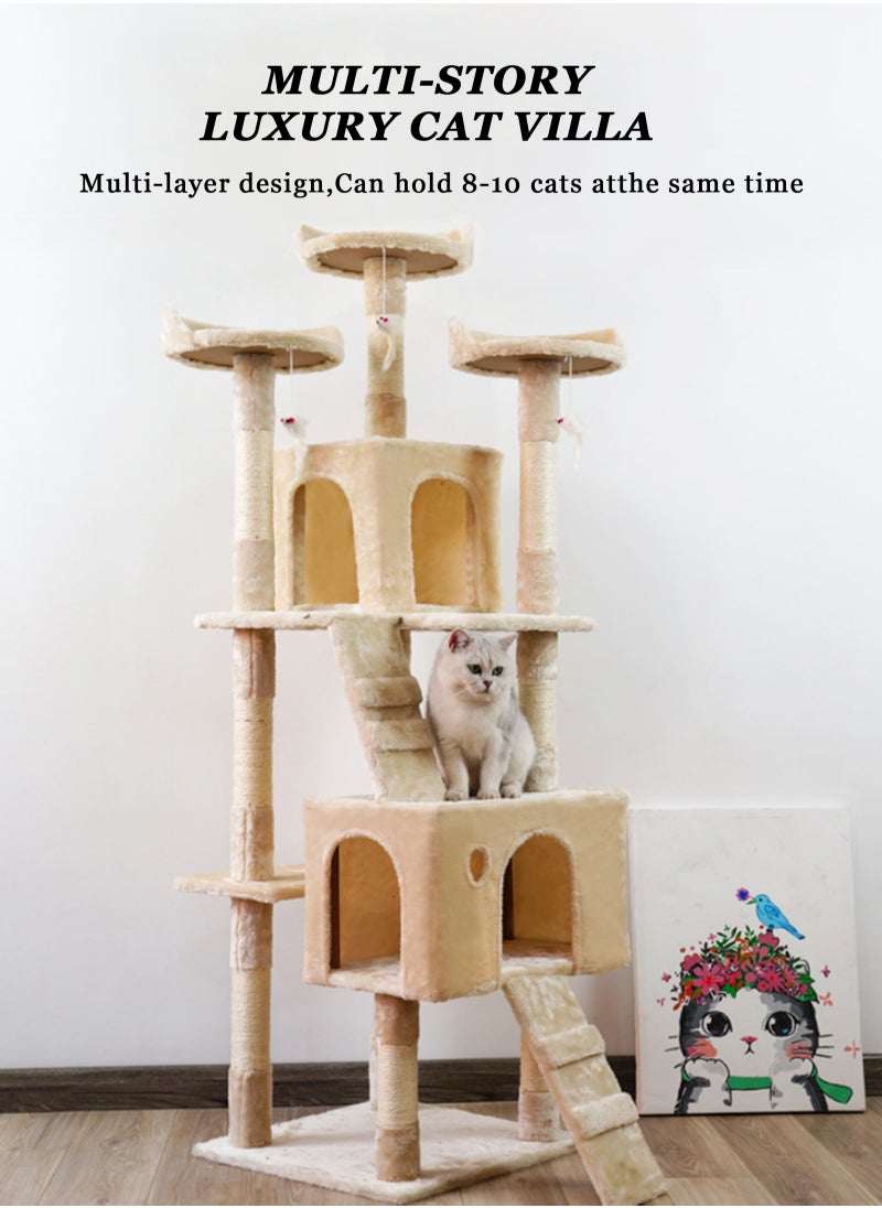 URbazaar Cat Tree Tower，Cat Condo with Sisal Scratching Post,Activity Centre Cat Climbing Tree with Cat House，Sisal Posts, Ladder, and Rest Place for Indoor Cat（170×50×50cm）  - Image 4