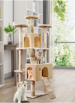 URbazaar Cat Tree Tower，Cat Condo with Sisal Scratching Post,Activity Centre Cat Climbing Tree with Cat House，Sisal Posts, Ladder, and Rest Place for Indoor Cat（170×50×50cm）  - Image 1