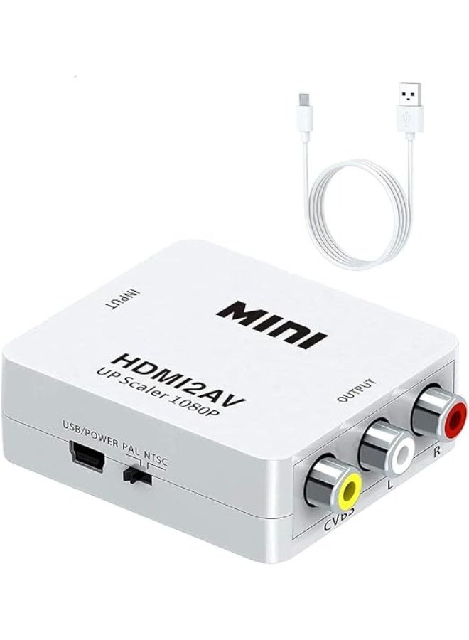 Mini HD Video Converter Box Converts HDMI to AV Port for Composite Video and Lightroom Video Transmission at 1080p - White - Image 2