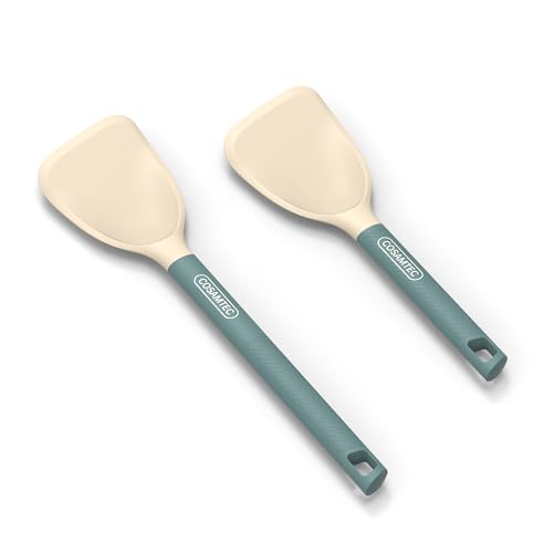 Cosamtec Silicone Small Spatula for Cooking Flexible Beveled Turner with Solid Inner Core and Heat Resistant Nylon Handle Ideal Spatula for Non-Stick Cookware - Image 1