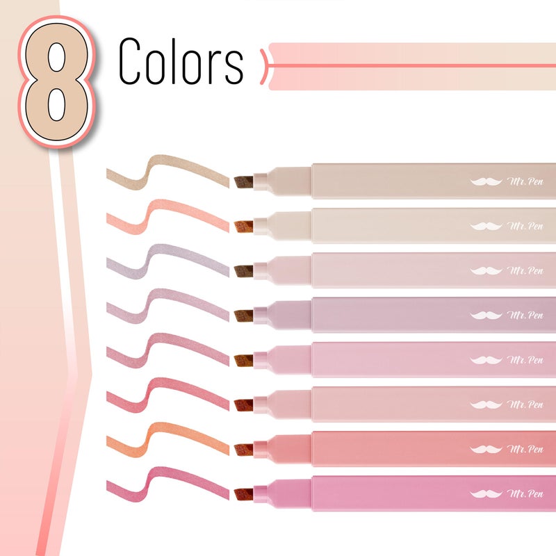 Mr. Pen- Aesthetic Highlighters, 8 pcs, Chisel Tip, Vintage Colors, No Bleed Bible Highlighter Pastel, Highlighters Assorted Colors - Image 2