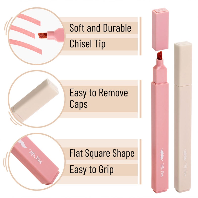 Mr. Pen- Aesthetic Highlighters, 8 pcs, Chisel Tip, Vintage Colors, No Bleed Bible Highlighter Pastel, Highlighters Assorted Colors - Image 5