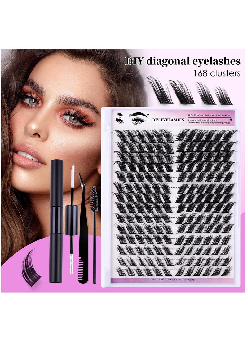 LashesMD False Eyelashes 168 Clusters of Single Clusters with Angled Flying Hair Natural and Soft Self-grafting Segmented DIY Eyelashes Set - Image 1