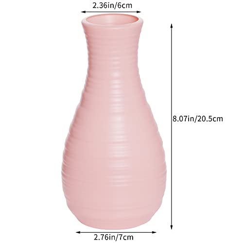 yeabwps 2 Pack Composite Plastics Flower Vase, Unbreakable Ceramic Look Vase for Home Decor Centerpieces, Arranging Bouquets (Pink) - Image 2