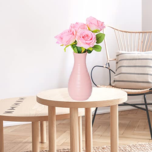 yeabwps 2 Pack Composite Plastics Flower Vase, Unbreakable Ceramic Look Vase for Home Decor Centerpieces, Arranging Bouquets (Pink) - Image 4