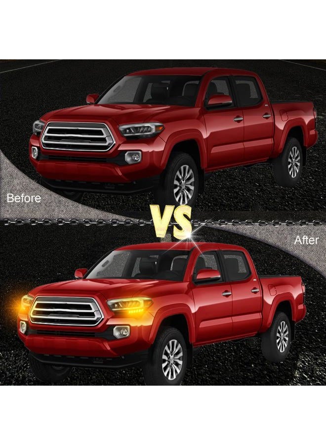 BINQIGOO Full LED Front Side Marker Headlight Kit for Toyota Tacoma 2016-2023 Function as Dynamic Sequential Turn Signal Lights，Daytime Running light Kit (16-23) - Image 3