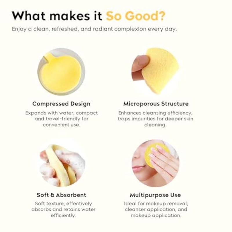 Multibrite 24Pcs Reusable Compressed Facial Sponges, Makeup Remover Pads, Face Cleansing Pads, Cosmetic Spa Sponges for Removing Dead Skin, Facial Cleansing, Gentle Exfoliating, Makeup Removal - Image 4