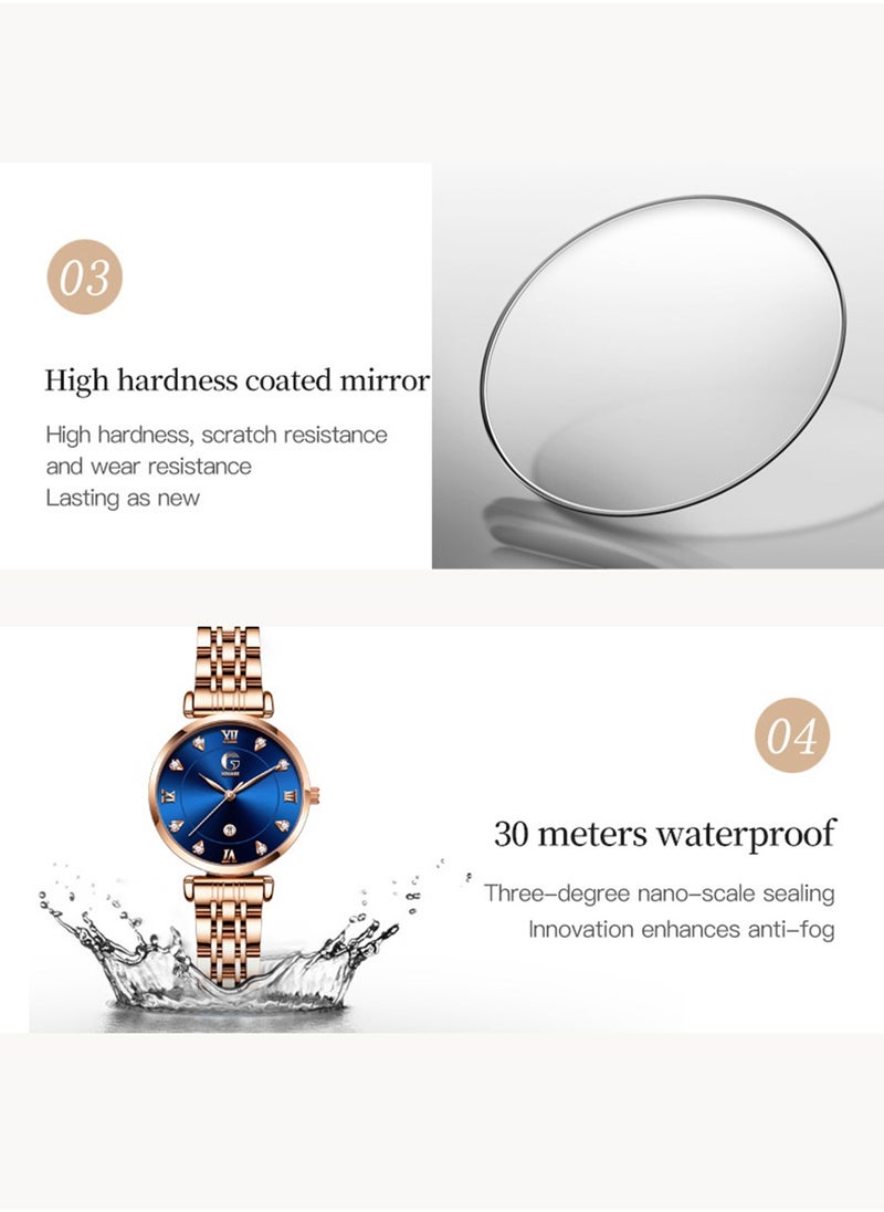 Gsquare Women Analog Quartz Blue Dial Stainless Steel Band Watch - 5866  - Image 4