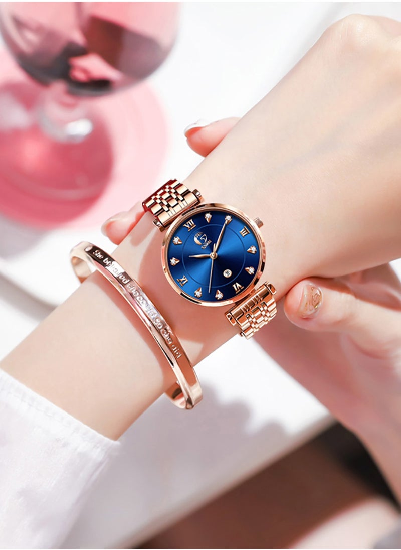 Gsquare Women Analog Quartz Blue Dial Stainless Steel Band Watch - 5866  - Image 3