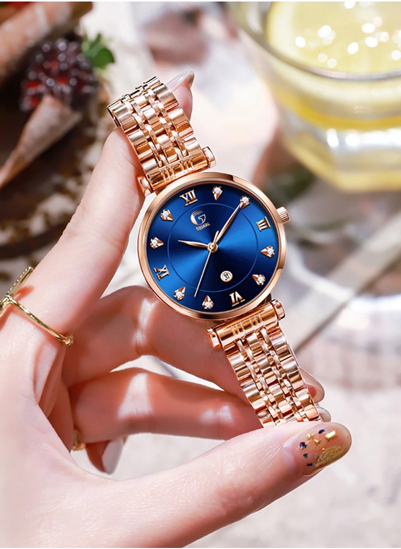 Gsquare Women Analog Quartz Blue Dial Stainless Steel Band Watch - 5866  - Image 5