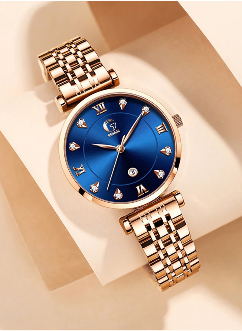 Gsquare Women Analog Quartz Blue Dial Stainless Steel Band Watch - 5866  - Image 2