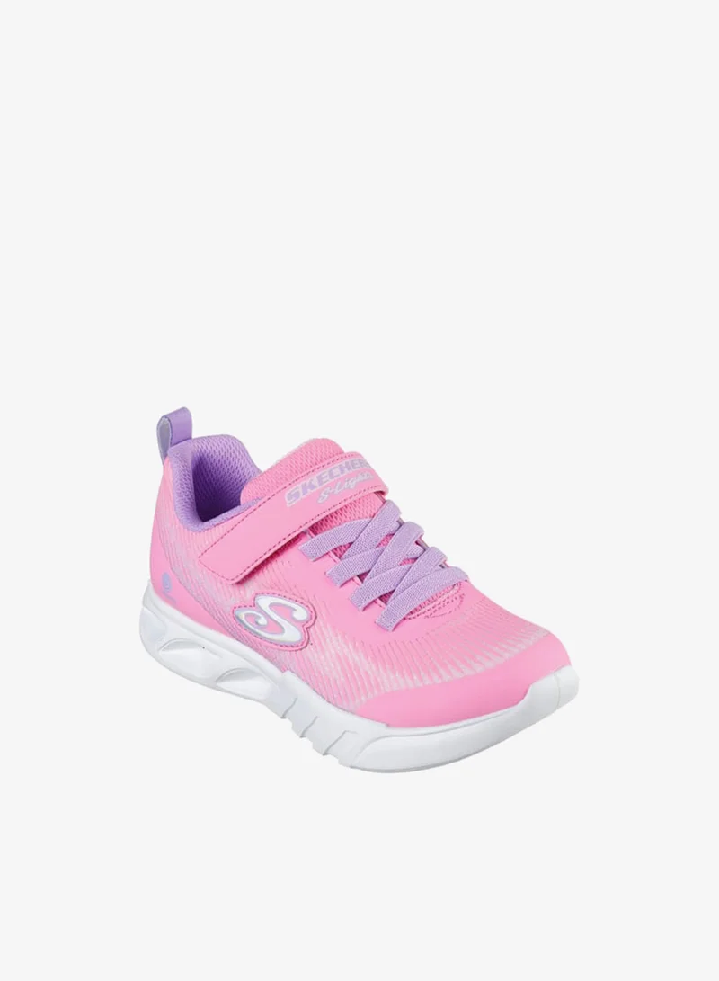 سكيتشرز حذاء رياضي مضيء بتفاصيل شعار للبنات مع إغلاق بشريط لاصق - وميض فلاش