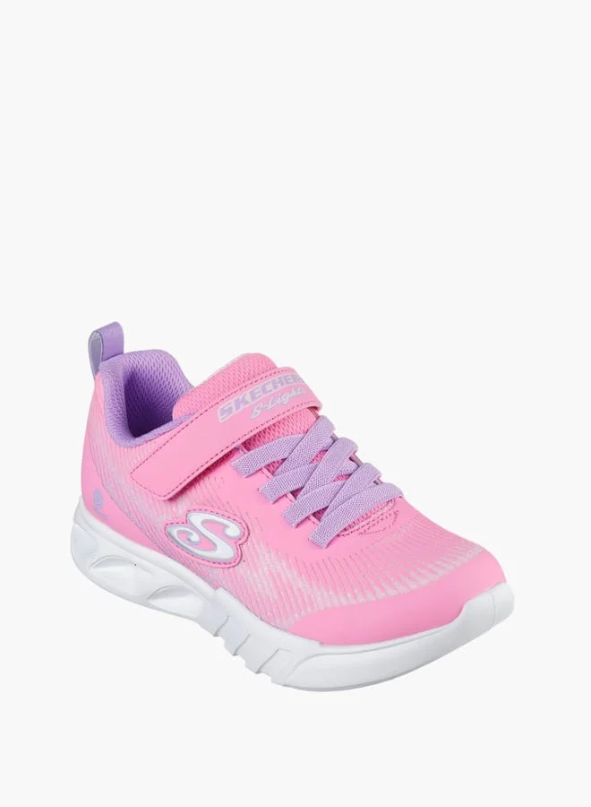 سكيتشرز Girls' Logo Detail Light-Up Sneakers With Hook And Loop Closure - Flicker Flash