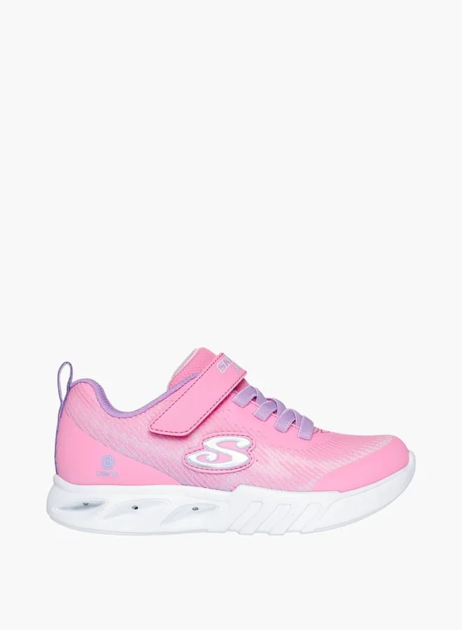 سكيتشرز Girls' Logo Detail Light-Up Sneakers With Hook And Loop Closure - Flicker Flash