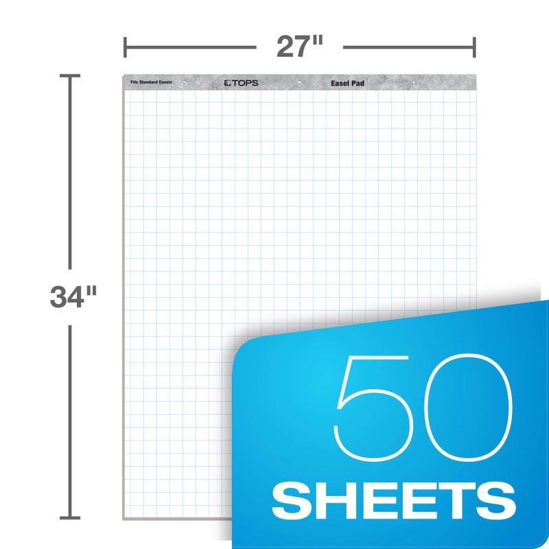 TOPS Standard Easel Pads, 3-Hole Punched, 27 x 34 Inch, 1" Grid, White, 50 Sheets/Pad, Carton of 2 Pads (7902) - Image 3