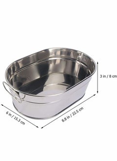 Y&D Oval Galvanized Metal Tub Soda Bee, Wine Ice Holder Portable Party Drink Chiller, Chiller Seafood Storage Bucket Bin Succulent Planter Silver  - Image 4