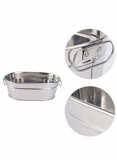 Y&D Oval Galvanized Metal Tub Soda Bee, Wine Ice Holder Portable Party Drink Chiller, Chiller Seafood Storage Bucket Bin Succulent Planter Silver  - Image 2
