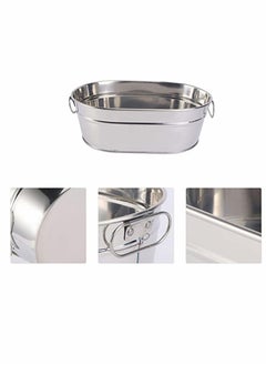 Y&D Oval Galvanized Metal Tub Soda Bee, Wine Ice Holder Portable Party Drink Chiller, Chiller Seafood Storage Bucket Bin Succulent Planter Silver  - Image 3
