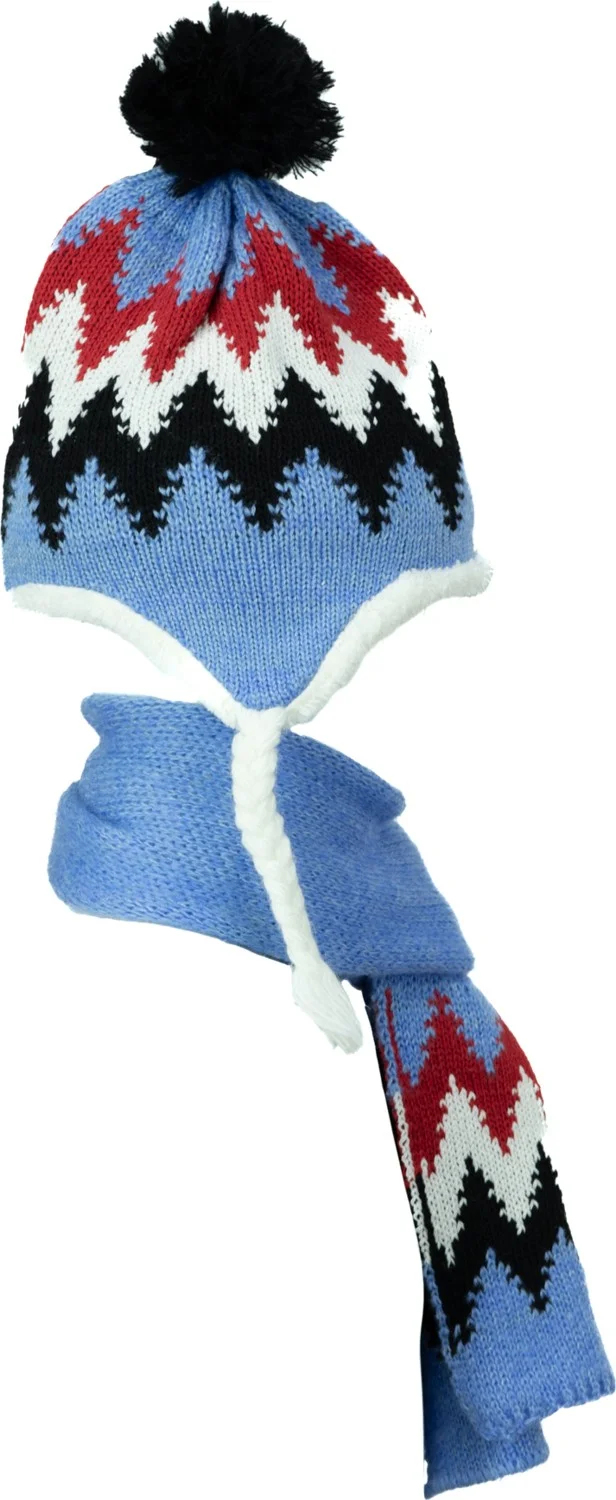 اوبلاند Boys Winter Thick Pompom Beanie Scarf Gloves Full Set Cotton Warm Flexible Windproof Comfortable Lightweight