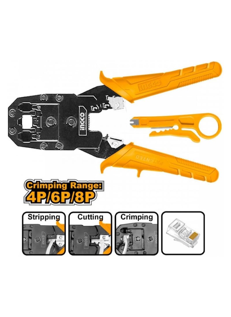 INGCO HMPC1468P Modular Plug Crimper, 8 inch, RJ45, RJ11, RJ12 (8P, 4P, 6P) Crimping Pliers  - Image 3
