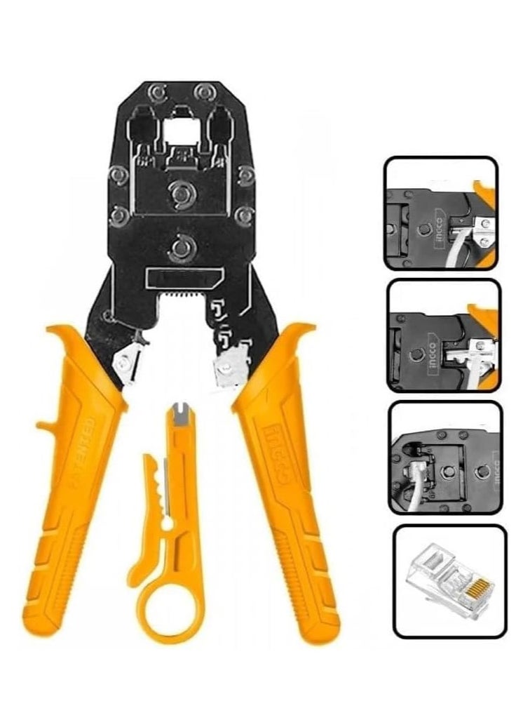 INGCO HMPC1468P Modular Plug Crimper, 8 inch, RJ45, RJ11, RJ12 (8P, 4P, 6P) Crimping Pliers  - Image 2
