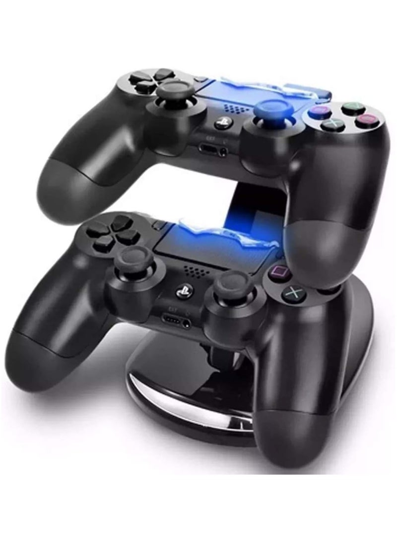 شاحن مزدوج مع حامل شحن USB مع ضوء LED لوحدة تحكم بلاي ستيشن 4  - Image 2