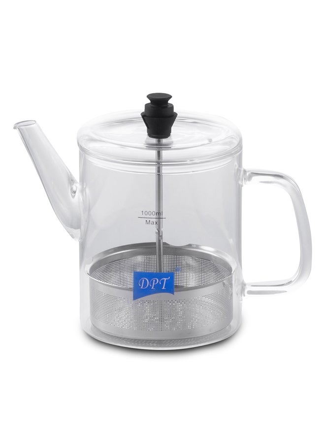 DPT إبريق شاي زجاجي، شفاف، سعة 1000 مل - Image 3