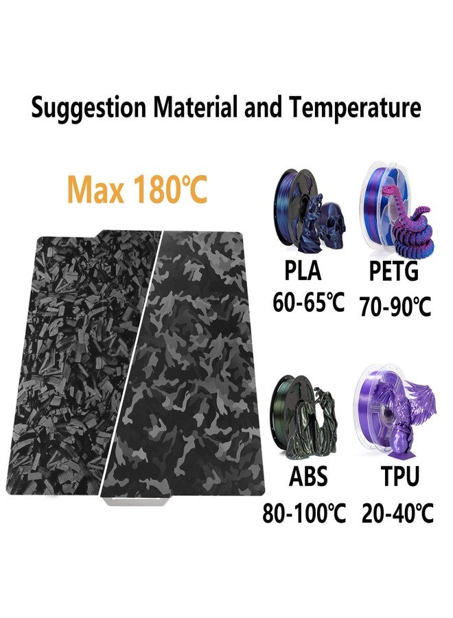 Sifrothy Smooth Camouflage+Black Forged Carbon Fiber 3D Printer Build Plate for Bambu Lab X1 X1C X1E P1P P1S A1, Double Sided Smooth Flexible Sheet Spring Steel Plate for Bambu 3D Printers 257x257mm - Image 3