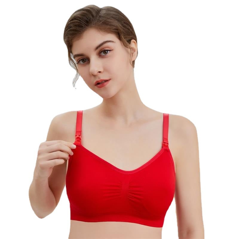 Nursing Bra Open Buckle Without Steel Ring Double Layer Seamless Postpartum Nursing Bra Underwear With Detachable Breathable Breast Pad - Image 3