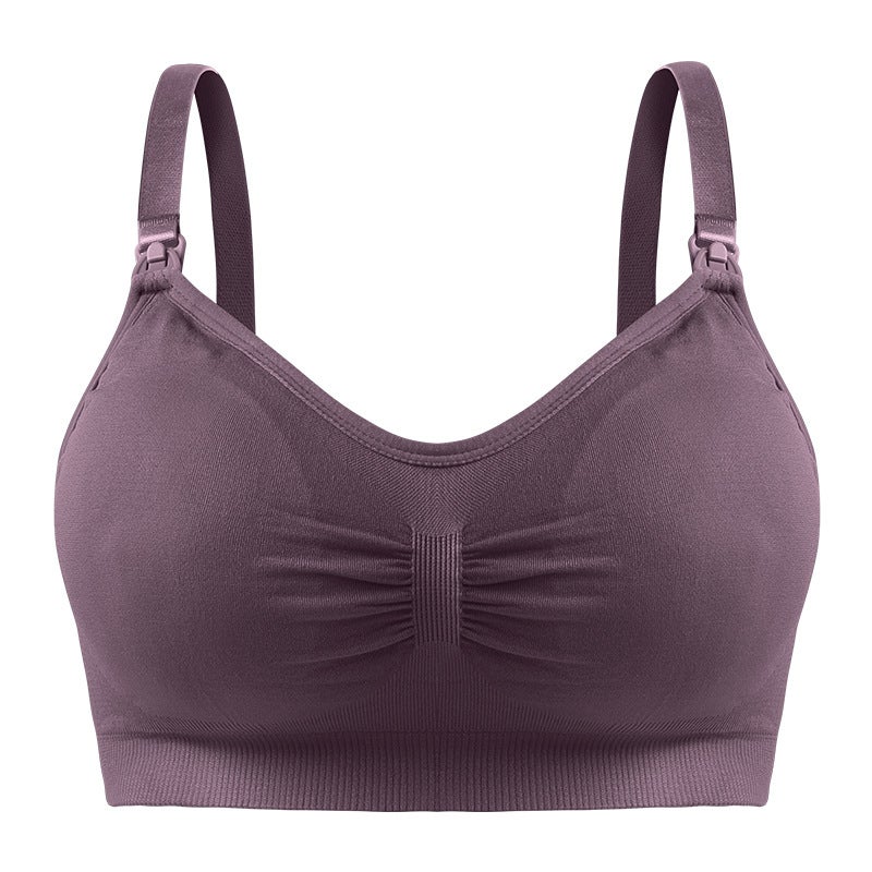 Nursing Bra Open Buckle Without Steel Ring Double Layer Seamless Postpartum Nursing Bra Underwear With Detachable Breathable Breast Pad - Image 1