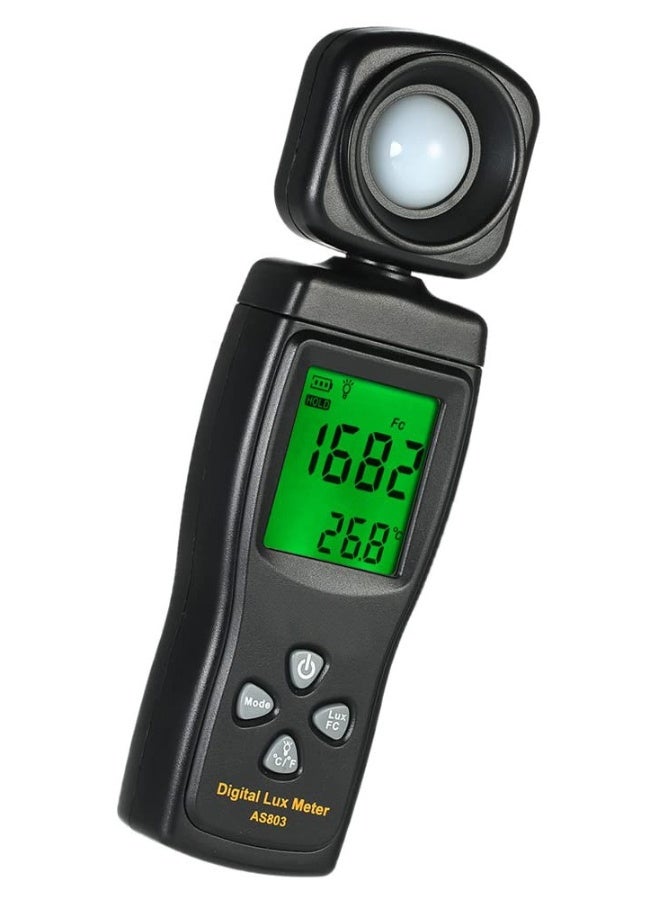 Mini Digital Lux Meter, Professional LED Light Meter, LCD Display Handheld Illuminometer Luminometer, Photometer Luxmeter Light Meter, with 0-200,000 Measuring Ranges and Rotatable Detector - Image 1