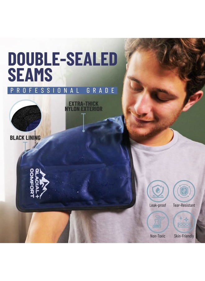 Glacial Comfort Large Gel Ice Pack for Injuries Reusable - (15" x 11") Cold Pads for Back Pain, Hip, Knee, Shoulder, Muscle Strains, Migraine & Postpartum Recovery, Flex Technology - Compression Pad.  - Image 5
