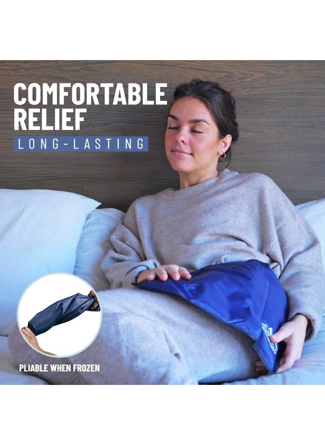 Glacial Comfort Large Gel Ice Pack for Injuries Reusable - (15" x 11") Cold Pads for Back Pain, Hip, Knee, Shoulder, Muscle Strains, Migraine & Postpartum Recovery, Flex Technology - Compression Pad.  - Image 4