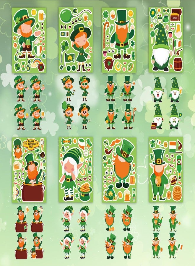 Actilize 24 Pack St. Patrick's Day Face Stickers for Kids, 6 x 8.2 Inch Self-Adhesive Leprechaun & Shamrock Stickers, 8 Styles Irish Party Favors - Image 3