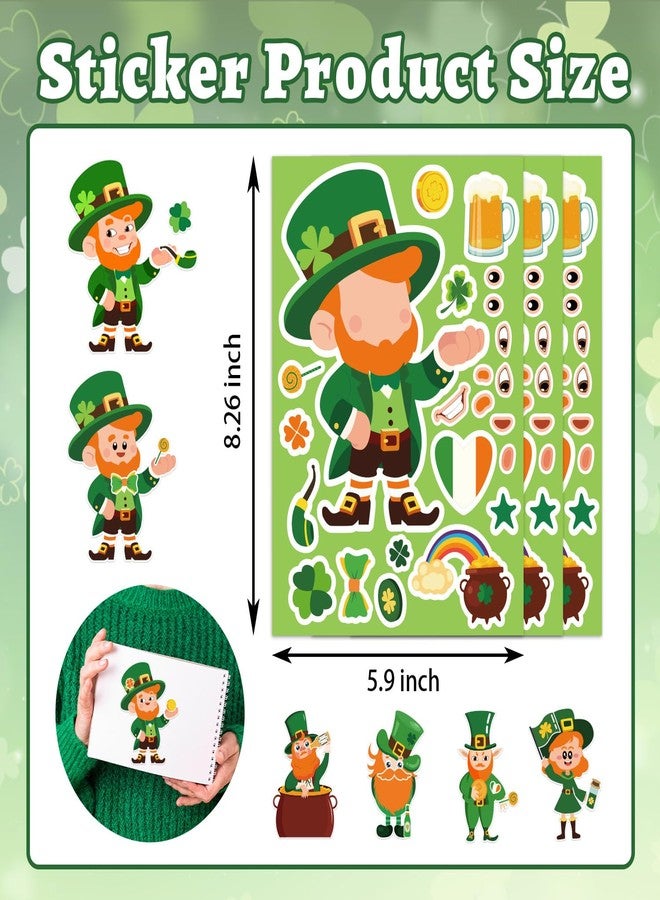 Actilize 24 Pack St. Patrick's Day Face Stickers for Kids, 6 x 8.2 Inch Self-Adhesive Leprechaun & Shamrock Stickers, 8 Styles Irish Party Favors - Image 4
